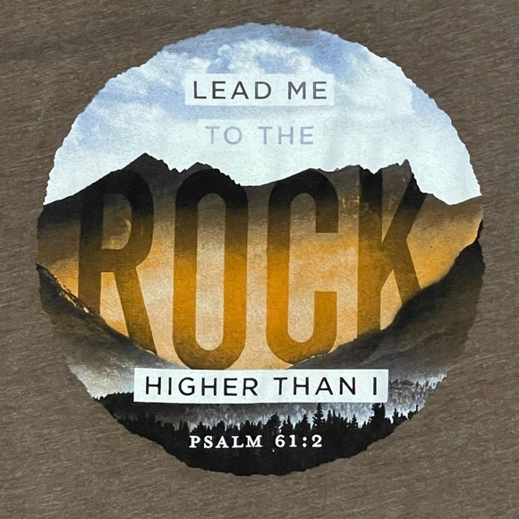 Not of This World Brown Jesus Tee Lead Me to the Rock Psalm 61:2 T-Shirt Size XL - Picture 1 of 6